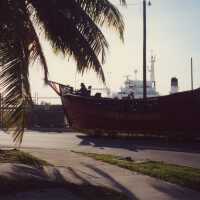 A float that is waiting for the parade to start.