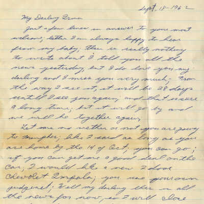 Letter from Naval Air Station Key West during Cuban Missile Crisis