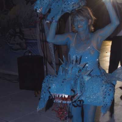 An unknown person dressed up.