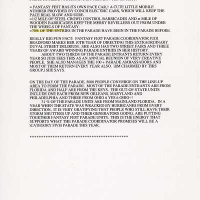 Facts to file in your Fantasy Fest 2004 trivia tray.