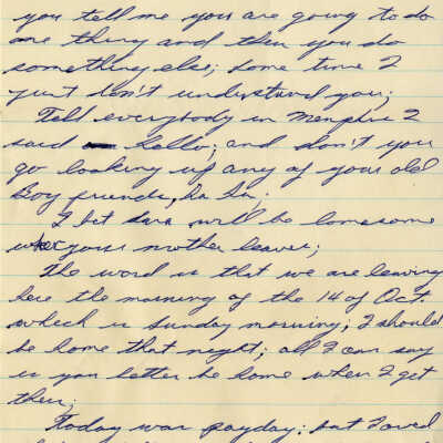 Letter from Naval Air Station Key West during Cuban Missile Crisis
