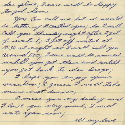 Letter from Naval Air Station Key West during Cuban Missile Crisis