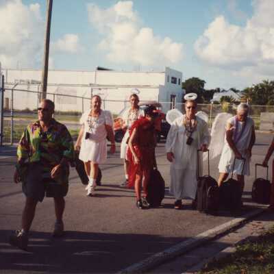 Unknown people dressed up.