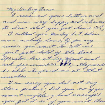 Letter from Naval Air Station Key West during Cuban Missile Crisis