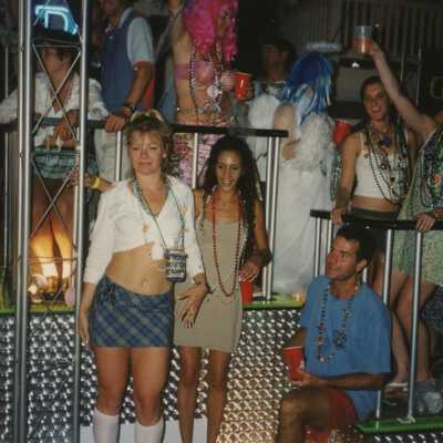 Unknown woman dressed up on a float in the parade.