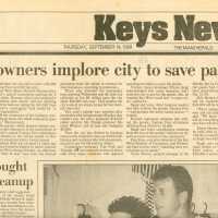 An article in the Miami Herald that reads Business owners implore city to save parade.