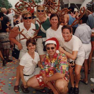 A group of unknown people dressed up.