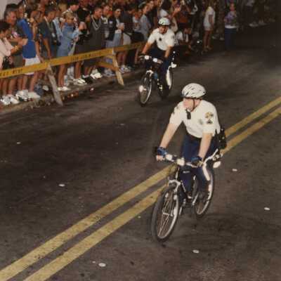 Two unknown cops on bikes during the parade.