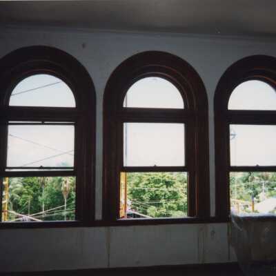 Three windows at the Custom House.