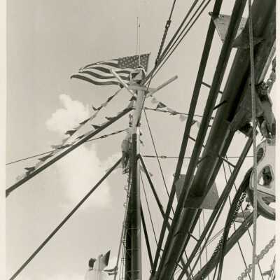 American Flag Atop a Shrimp Boat