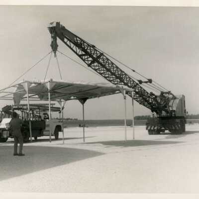 A crane moving an object