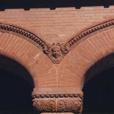 Terra cotta and brick detail work on the exterior.