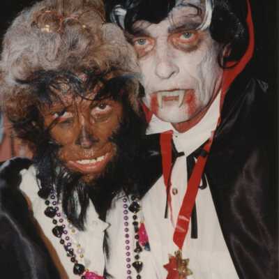 An unknown couple dressed up.