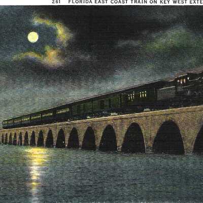 Florida East Coast Train on Key West Extension at Night