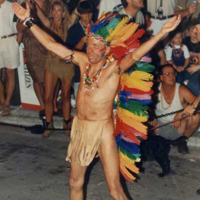 An unknown person dressed up.