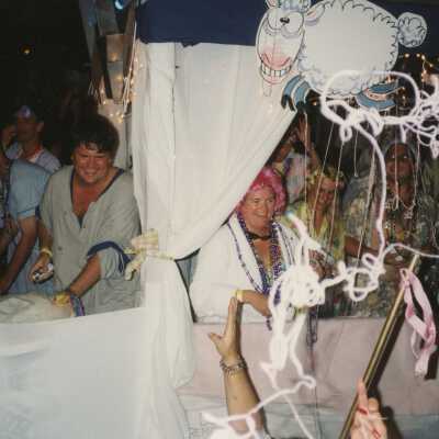 Unknown people on a float.