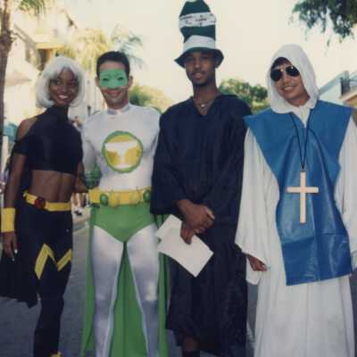 Unknown people dressed up.