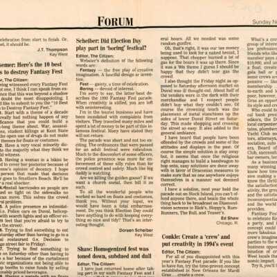 Multiple articles in the Key West Citizen about Fantasy Fest.