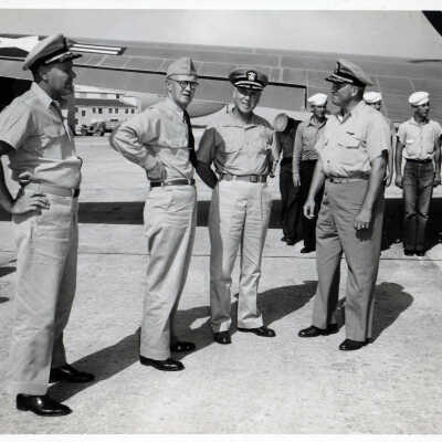 Vice Admiral R.B. Carney, Captain C.C. Adell and Captain R.S. Quackenbush