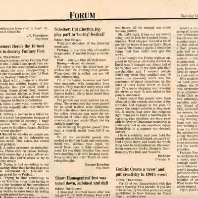 Multiple articles in the Key West Citizen about Fantasy Fest.