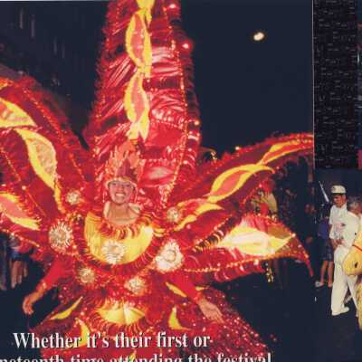 Page 56 and 57 of a magazine blown up and put on glossy paper.