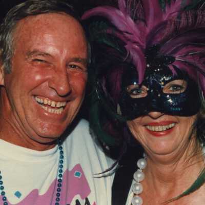 Unknown man and woman at the Coors light parade workshop.