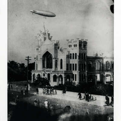 U.S. Navy Blimp over St. Paul's Church