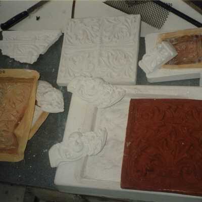Pieces of terra cotta detail work.