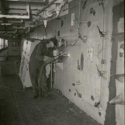 A ship being worked on