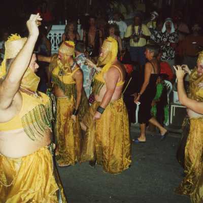 Unknown people dressed up.