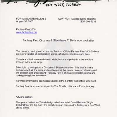 Press release about the t shirts available.