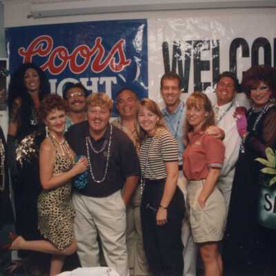 Unknown people at an award ceremony.