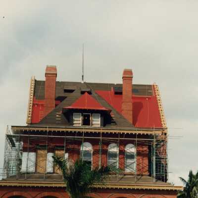 The exterior of the second and third floors.