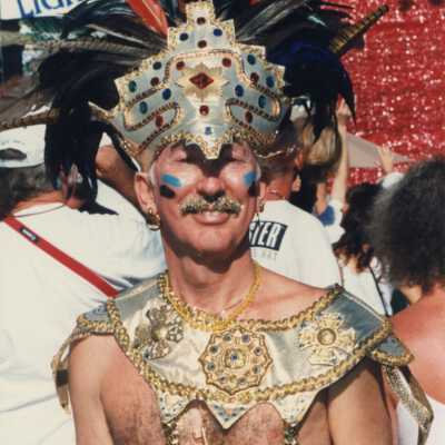 Unknown man dressed up at the parade.