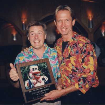 Dennis Beaver and unknown man at the Call of the Wild awards ceremony.