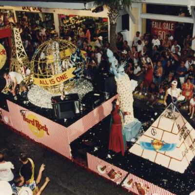 Hard Rock Café float in the parade.