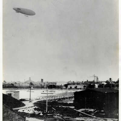 U.S. Navy Blimp over Fort Zachary Taylor Bridge