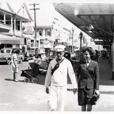 US Navy Sailor and WAVES on Duval Street