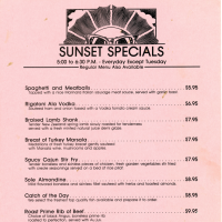 Cafe Sir Douglas Sunset Specials Menu