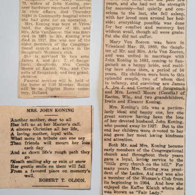 Mary Koning tributes