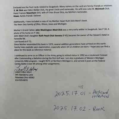 The Peter Dick Family of Ohio , Illinois , Iowa , and Michigan