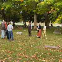         A group of visitors interact with Carl and Christiana Hoerman, portrayed by Gary and Linda Nosko.; Event photo by Kathy Fries-Wilson
   