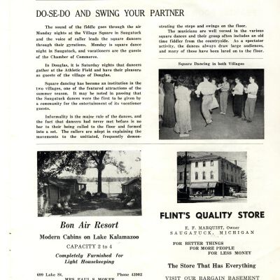 from 1954 Visitors Guide printed by the Chamber of Commerce: Article about square dancing locations