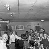          HM bar scene.jpg 721KB; Front left Jack Seckel - owner  Other bartender ??? Looks like Jack - maybe son?
Front right Georgia Chase Seckel  / Lawrence Shoemaker  / Man with glass holding shot glass Robert Dempser / woman beside him may be wife Velma / Next woman Margery Fisch Cartwright / man behind 
Ralph Cartwright man fact partially hidden ? /Plaid shirt man Larry Monique 
Per Howard Schultz - This is the Douglas Tavern date ca 1950. Jack Seckel is Howard’s uncle.
   