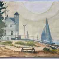 Sailboat leaving inlet