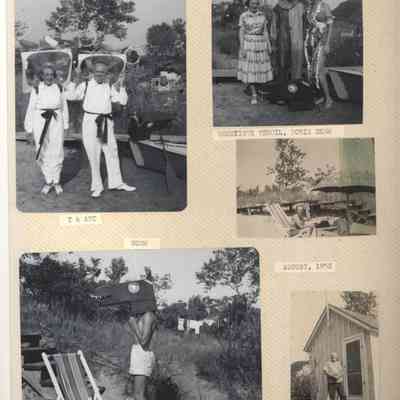 Scan-100806-0014.jpg 722KB: Genevieve Vencil, Doris Deam, T & Art, Norm, August 1952, Art Deam (Boathouse)