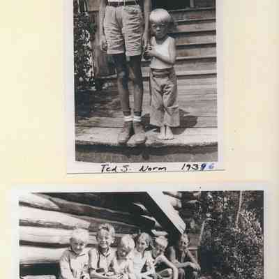 Scan-100806-0026.jpg 712KB: Ted S. Norm, 1936 / Mar, Dick, Ed, Carol, Ted, T, "Crow's Nest" of Tom Tallmadge