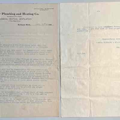 C. 2-page letter from Yonker Plumbing and Heating, Holland, Mich., proposing installation of storm sewers.