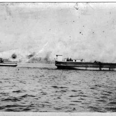 Tug_Barge.jpg 257KB - Erik Peterson donation/Digital file on Jack Sheridan Drive 2021.72.02: Unknown tug, possibly the Pup, pulling an unknown barge