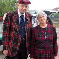          100_0597_KitLaneJohnPahlAlleganPlaid2003.jpg 486KB; CD 10: John Pahl and Kit Lane, both wearing plaid, at Allegan County Heritage Trail driving tour opening ceremony at Allegan metal bridge. Opening comments by Ron Hirsh and Patty Birkholz.
   